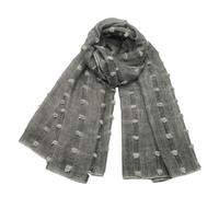 EWUHYFP Sciarpa in cotone e lino, tinta sporca primaverile, a righe, con piccola palla, punta chiusa, scialle da donna(Color 2)