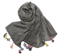 EWUHYFP Sciarpa in cotone e lino tinta unita sporca, due estremità, con barba a scopa, punta chiusa, scialle da donna(Color 03)