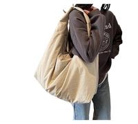 EWUHYFP Slouchy Tote Bag Borsa a tracolla casual, multitasche, versatile, da viaggio, in poliestere tinta unita, grande capacità(Beige)