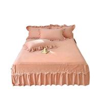 EWUHYFP Solid Color Autumn And Winter Embroidered Bed Skirt Single Piece Princess Style With Thickened, No Pillowcase(Orange,150x200cm 1pcs)