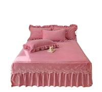 EWUHYFP Solid Color Autumn And Winter Embroidered Bed Skirt Single Piece Princess Style With Thickened, No Pillowcase(Western powder,180x200cm 1pcs)