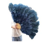 EWUHYFP Ventaglio di Piume da Danza 1/2 Pezzi Ventaglio di Piume Colorate più ventaglio 13 Pieghevole in Osso Accessori for spettacoli teatrali Prestazione(Deep Blue01,100CM 1PCS)