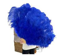 EWUHYFP Ventaglio di Piume da Danza 1/2 Pezzi Ventaglio di Piume Colorate più ventaglio 13 Pieghevole in Osso Accessori for spettacoli teatrali Prestazione(Deep Blue,100CM 1PCS)