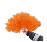 EWUHYFP Ventaglio di Piume da Danza Ventaglio di Piume Bianco Nero soffice 70 cm x 40 Pieghevole tenuto in Mano for spettacoli Danza Feste Puntelli Fai da Te Prestazione(Orange,1 PCS 70cmx40cm Left)