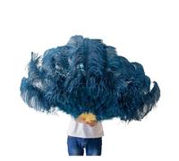 EWUHYFP Ventaglio di Piume da Danza Ventaglio di Piume for Feste Nozze, spettacoli Danza del Ventre Fai da Te, Decorativo, 13 Ossa, ventaglio Prestazione(Deep Blue01,2PCS Left Hand)