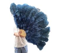 EWUHYFP Ventaglio di Piume da Danza Ventaglio di Piume Grandi 13 Ossa 100 Cm 130 Pieghevole Tenuto in Mano for La Decorazione Spettacoli Danza Carnevale Prestazione(Deep Blue,130CM 2PCS)