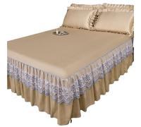 EWUHYFP Version Of Ice Silk Cool Bed Skirt Solid Color Sleeping Naked Mat 3-piece Protective Machine Wash Bedspread(Rose gold,200x220cm 3pcs)