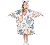 Ewusp Acquarello polli indossabile coperta con cappuccio per bambini felpa con cappuccio oversize coperta di flanella con tasca, A, L