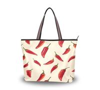 Ewusp Chili Peppers Tote Bag da donna in tela con cerniera borsa a tracolla casual per viaggi, shopping, lavoro