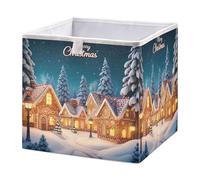 Ewusp Christmas Village - Scatole portaoggetti a forma di cubo, 28 x 28 cm, pieghevoli, per armadio, cestino per le vacanze, cestino per bambini, cameretta dei bambini, camera da letto, ufficio