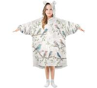 Ewusp Coperta indossabile vintage con uccellino per bambini felpa con cappuccio oversize coperta di flanella con tasca, A, L