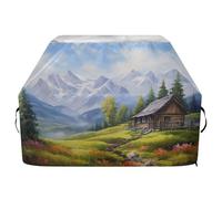 Ewusp Copertura per barbecue in legno da montagna, universale, resistente, impermeabile, con cinghie regolabili, resistente allo sbiadimento e ai raggi UV