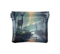 Ewusp Deer by The River Portamonete per donne e ragazze in pelle PU Waller Squeeze Portamonete Portamonete Portamonete Portatile Borsa da Viaggio Organizer Borsa