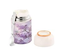 Ewusp Fiaschetta per alimenti per adulti con farfalla viola, 500 ml, in acciaio inox, a doppia parete, isolata sottovuoto, con cucchiaio pieghevole, senza BPA, contenitore per zuppa a prova di perdite