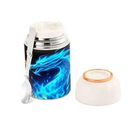 Ewusp Fire Ice Dragons - Fiaschetta per alimenti per adulti, 500 ml, in acciaio inox, a doppia parete, isolamento sottovuoto, con cucchiaio pieghevole, senza BPA, contenitore per zuppa a prova di