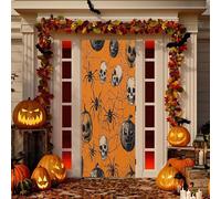 Ewusp Halloween teschio zucche porta baia Halloween porta d'ingresso decorazioni festa sfondo banner per interni ed esterni decorazione per la casa 90 x 205 cm