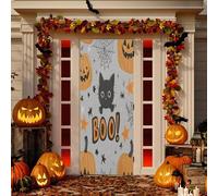 Ewusp Halloween zucca gatti porta baia Halloween porta d'ingresso decorazioni festa sfondo banner per interni ed esterni decorazione per la casa 90 x 205 cm