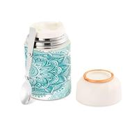 Ewusp Mandala, thermos per adulti, 500 ml, in acciaio inox, a doppia parete, isolamento sottovuoto, con cucchiaio pieghevole, senza BPA, contenitore per zuppa a tenuta stagna