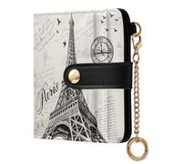 Ewusp Paris Tower Portafogli da donna in pelle PU con blocco RFID, portafoglio bifold compatto da donna con tasca portamonete con cerniera e finestra ID
