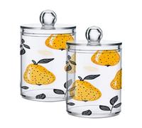 Ewusp Pears Qtip Holder 2 pz barattoli in plastica trasparente farmacia con coperchio porta batuffoli di cotone dispenser contenitore bagno organizer trucco