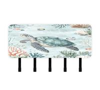 Ewusp Portachiavi da parete a forma di tartaruga marina con organizer per posta e 5 ganci, autoadesivo da appendere, per cucina, corridoio o porta, decorazione per la casa