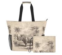 Ewusp Rhinoceros - Borsa da spiaggia extra large da donna, impermeabile, con scomparto umido e tasche in rete, leggera, per piscina, viaggi, palestra, shopping, vacanze