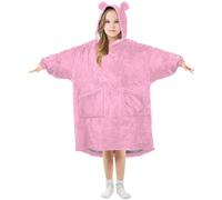 Ewusp Rosa tinta unita indossabile coperta con cappuccio per bambini oversize felpa con cappuccio coperta di flanella con tasca, A, L