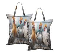 Ewusp Sacchetti per biancheria vintage con gallo con tasca con cerniera e manici, 2 pezzi, sacchetti da viaggio impermeabili e lavabili, organizer per vestiti sporchi, per casa, dormitorio e campeggio