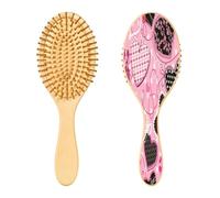 Ewusp Spazzola districante per capelli con cuori rosa e neri, per donne e uomini, antistatica e districante, spazzola per capelli bagnati e asciutti, per capelli ricci, spessi, ondulati e fini