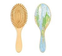 Ewusp Spazzola districante per capelli con mappa del mondo, per donne e uomini, antistatica e districante, spazzola per capelli bagnati e asciutti, per capelli ricci, spessi, ondulati e fini