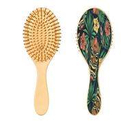 Ewusp Spazzola districante per capelli con maschera tribale Tiki e fiori, per donne e uomini, antistatica e districante, spazzola per capelli bagnati e asciutti, per capelli ricci, spessi, ondulati e