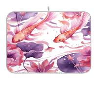 Ewusp Tappetino di asciugatura per piatti di carpa ad acquerello per bancone della cucina, 40,6 x 45,7 cm, ultra assorbente, accessori da cucina