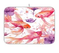 Ewusp Tappetino di asciugatura per piatti di carpa ad acquerello per bancone della cucina, 40,6 x 45,7 cm, ultra assorbente, accessori da cucina