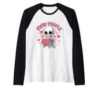 Eww People Funny Skeleton Heart Cute Anti San Valentino Maglia con Maniche Raglan