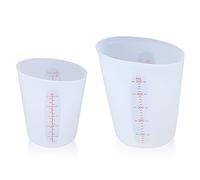 Ewwtrey 2 Pezzi Misurini in silicone, Misurino in silicone da 250 / 500ml con Scala Trasparente, Misuratori per Brocche per Stampi in Resina Epossidica, Artigianato, Laboratorio, Cucina (Bianca)