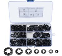 Ewwtrey 340 Pezzi Rondelle, Rondelle di Fissaggio in Acciacio, Rondella di Sicurezza con Dente Interno, Clip Rondelle di Sicurezza per Innesto Rapido Kit Assortimento - M3/M4/M5/M6/M8/M10/M12