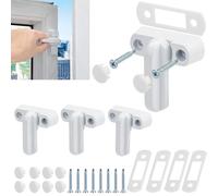 Ewwtrey 4 Pezzi Chiusura di Sicurezza per Finestra e Porta, Window Sash Jammers in Lega di Alluminio, Serrature di Sicurezza per Porta e Finestra, Blocca Porta e Finestra di Sicurezza per Bambini