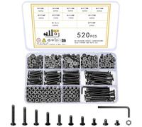 Ewwtrey 520 Pz M4 Bulloni e Dadi, Set Viti a Testa Svasata, Viti Bulloni a Testa Piatta con Esagono Incassato, Viti a Testa Cilindrica Piatte Esagono Incassato con Dadi per Mobili Garage Casa