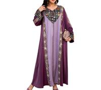EWYRJYH Elegante Abito da Sera, Scollo A V Tessuto Setoso Ricami Maniche Lunghe e Ampie