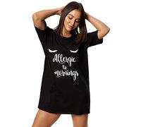 Ex Ann Summers - Maglietta da notte da donna, in cotone, taglia grande, colore: Nero Nero S
