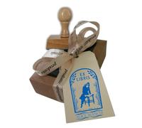 Ex Libris, Timbro in Legno Personalizzato per Libri, Idea Regalo, per Appassionati Libri, Forma Rettangolare 30x50 mm, Disegno Ragazza | Scatola Regalo, Biglietto e Cuscinetto Inchiostro Blu Inclusi