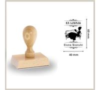 Ex Libris Timbro Personalizzabile | Ex Libris Timbro Personalizzato in Legno | DONNA VINTAGE | Template Grafici Pronti da Personalizzare | Idea Regalo per Appassionati di Lettura