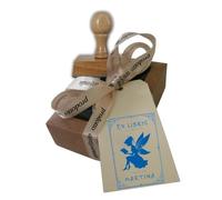 Ex Libris Timbro Personalizzabile, Timbro Libri Personalizzato in Legno | FAIRY | Idea Regalo con Scatola e Nastro, 5 Grafiche a Scelta, Cuscinetto Inchiostro Blu Incluso