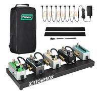 EX - Mini pedaliera per chitarra in alluminio leggero da 35,5 cm e combinazione di borsa con alimentatore a pedale 9 V 2 A e cavi Daisy Chain a 8 vie