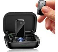 EX Sistema di microfoni Lavalier wireless, doppio microfono clip-on + custodia di ricarica, portata 50 m, plug and play per iPhone/Android, riduzione avanzata del rumore, registrazione video 48 ore
