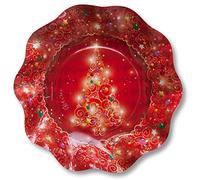 EX.TRA. Piatti Fondi di Carta a Petalo Natale in Rosso 24 cm 10 Pezzi