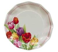 EX.TRA. Piatti Piani di Carta a Petalo Tulipani Colorati 27 cm 8 Pezzi