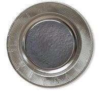 EX.TRA. Piatti Piani di Carta a Righe Argento Metallizzato Lucido 32,4 cm 4 Pezzi