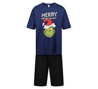 Ex UK Store Pigiama natalizio da uomo The Grinch Short PJ Set Xmas Night Wear, The Grinch - Blu - Merry Grinchmas!, XXL