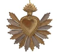 Ex-voto Cuore in metallo dorato Bicolor Pattini Antica Misura 16.00 x 14.50 cm
